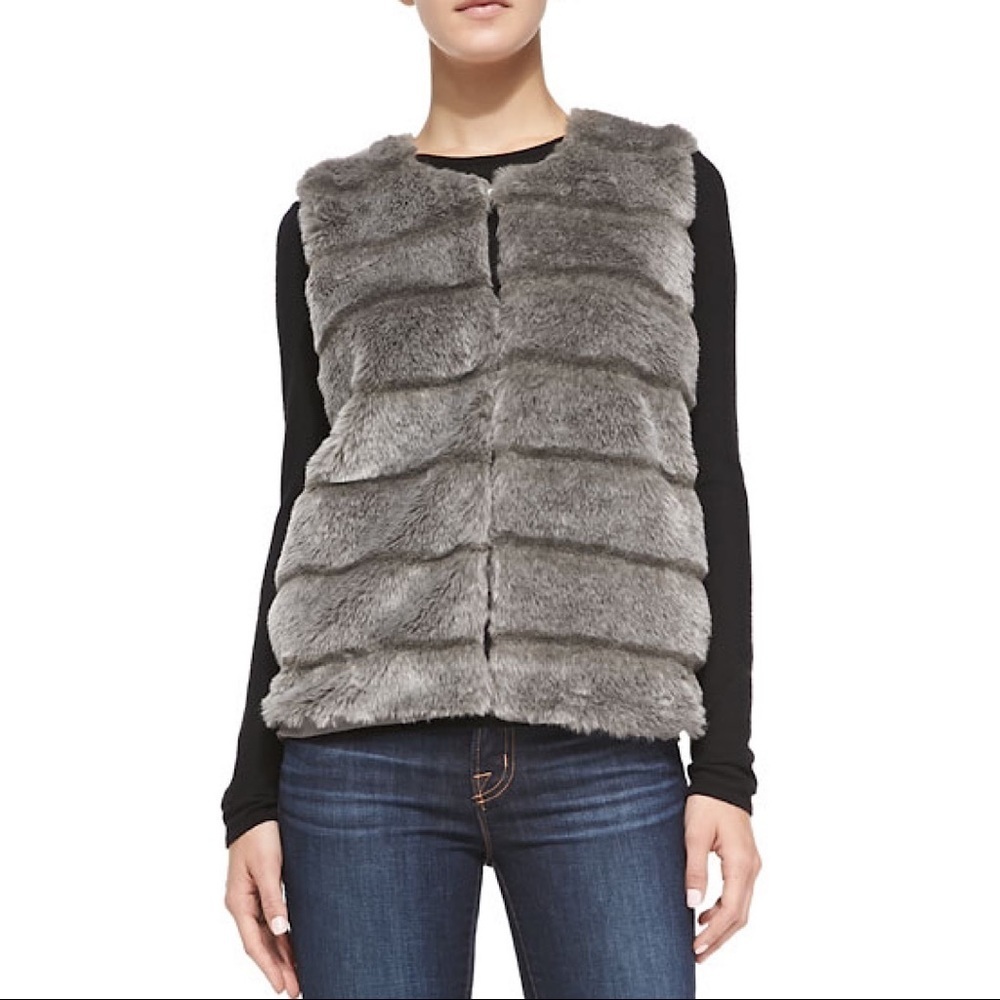 JOIE Andrina Y2K Faux Fur Open Vest Cardigan - Picture 9 of 10